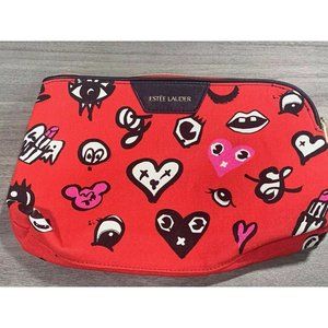 Estée Estee Lauder Quentin Jones Makeup Bag Red Hearts Lipstick Ears C13